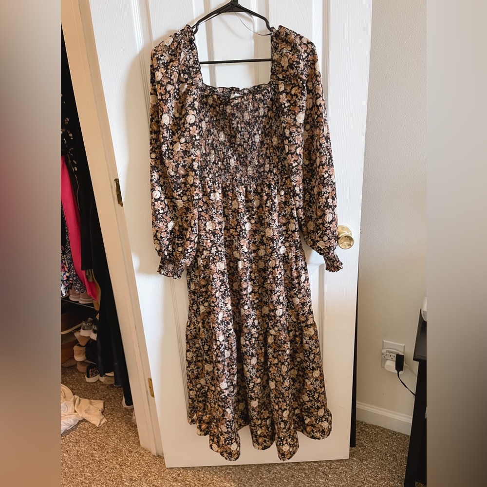 Square Neck Floral Dress